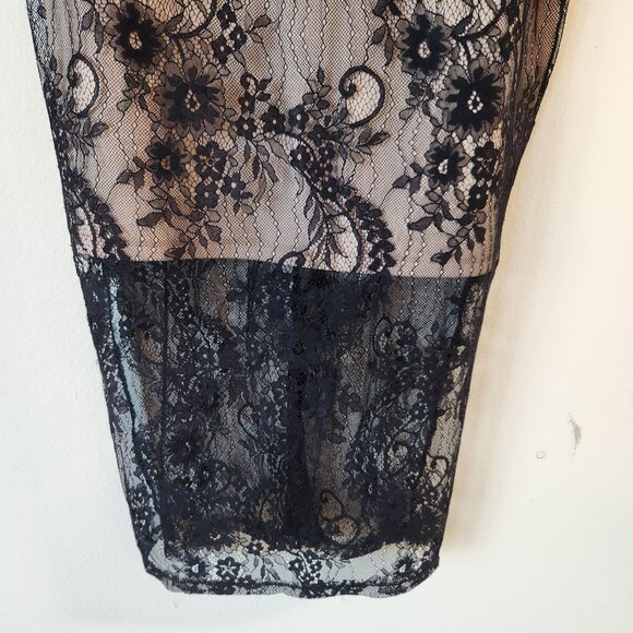 BeBe Black Floral Chantilly Lace Lined Midi Party Dress Small NWT - Picture 4 of 16